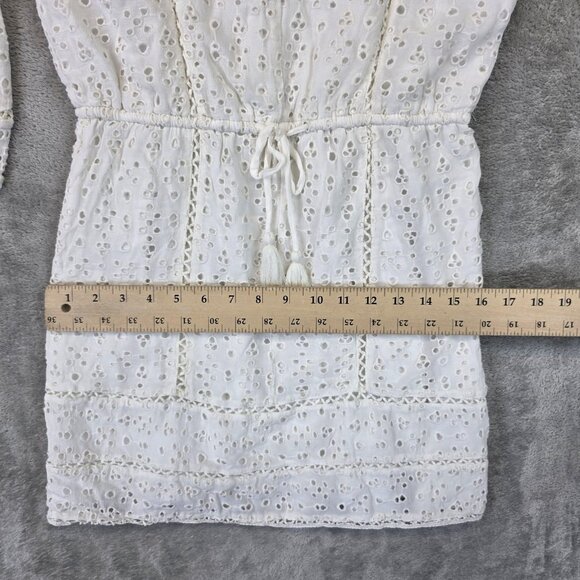 Joie Dress Womens Extra Small White Eyelet Lace Tassel Lined Viscose Boho Mini - Picture 8 of 10